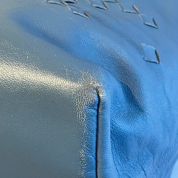 BOTTEGA VENETA Regent Intrecciato Nappa Leather Tote Bag, Blue - Preowned - Picture 6 of 16